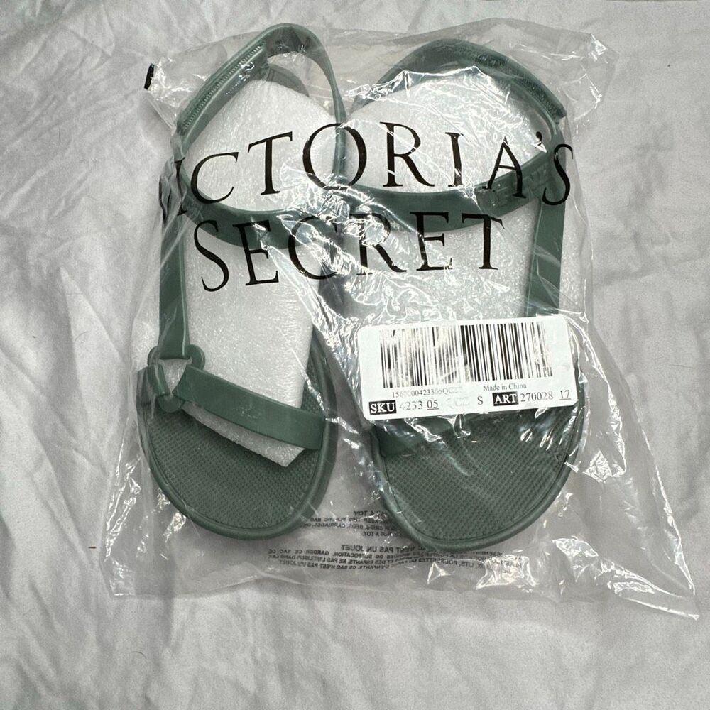 PINK Platform Sandals Green Strappy Sporty Chunky Flatform Size S 5-6